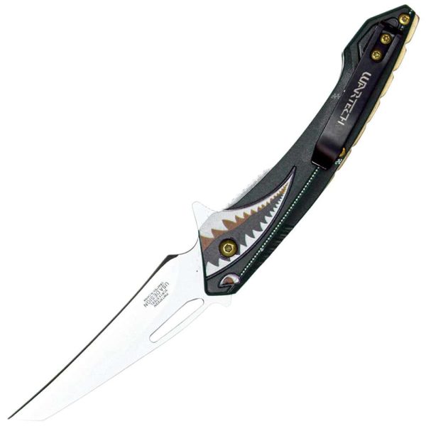 Assisted Open Folding Pocket Knife with Flying Shark Design - Image 6